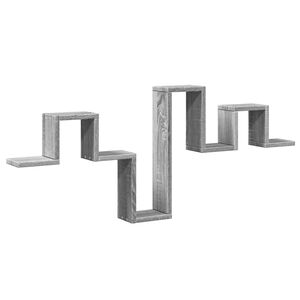 vidaXL Sieninė lentyna, pilka ąžuolo, 104,5x10x43cm, apdirbta mediena