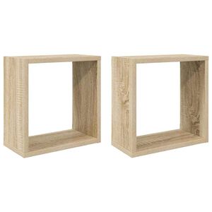 vidaXL Sieninės lentynos, 2vnt., ąžuolo, 30x15x30cm, kubo formos