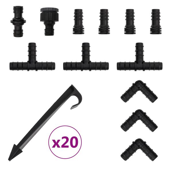vidaXL Lašelinio sodo laistymo žarna, juodos spalvos, 0,6", 50m, guma