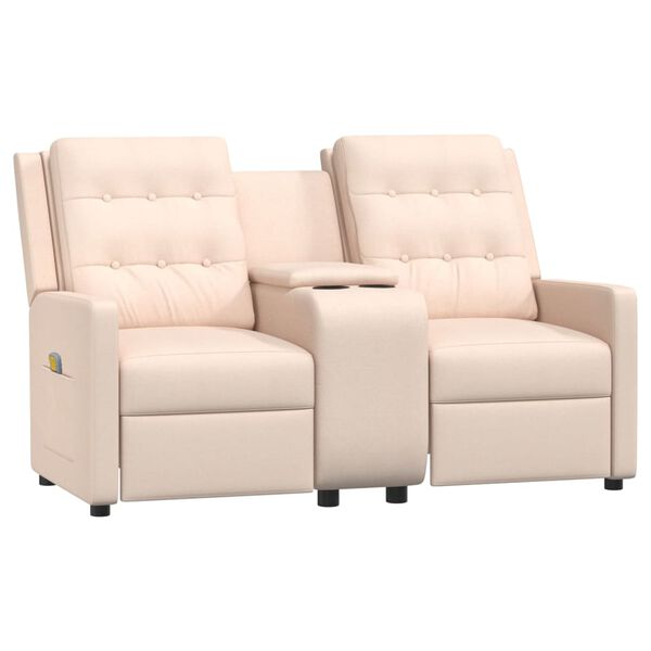 vidaXL Dvivietis atlošiamas masažinis krėslas, kreminis