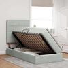 vidaXL Lova su daiktų laikymo vieta ir LED &Scaron;viesiai pilka 90 x 200 cm