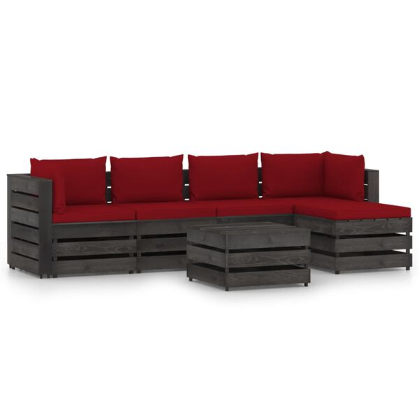 vidaXL Sodo komplektas su pagalvėlėmis, 6 dalių, impregnuota mediena