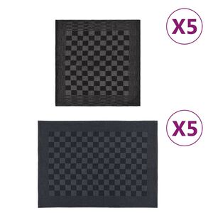 vidaXL Rank&scaron;luosčių rinkinys, 10vnt., juodi ir pilki, medvilnė