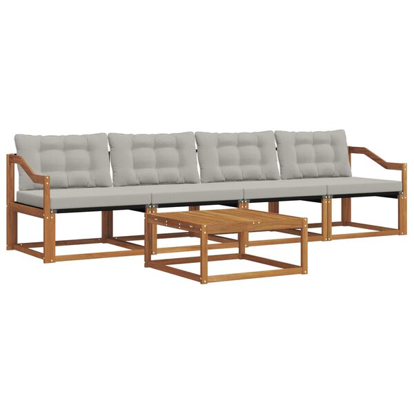 vidaXL Lauko sofos komplektas 5 pcs Natūrali ir &scaron;viesiai pilka