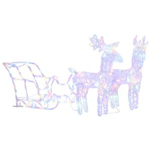 vidaXL Kalėdų dekoracija elniai ir rogės, 130cm, akrilas, 160 LED