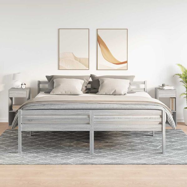 vidaXL Naktinės spintelės su stalčiumi, 2vnt., pilka, 35x34x66,5cm