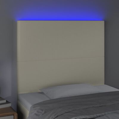 vidaXL Galvūgalis su LED, kreminės spalvos, 90x5x118/128 cm