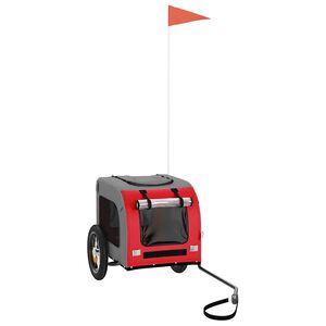 vidaXL Dviračio priekaba augintiniams, raudona/pilka, audinys/geležis