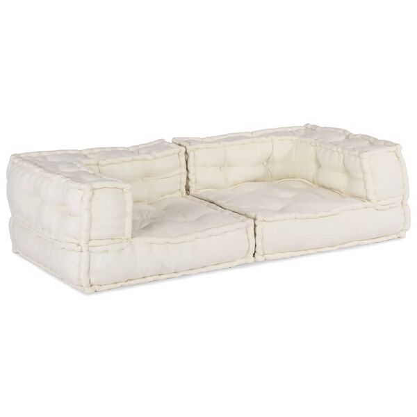 vidaXL Dvivietė modulinė sofa, kreminės spalvos, 140x70x36, audinys