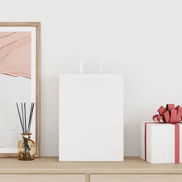 vidaXL Popieriniai mai&scaron;eliai 50vnt., su rankenomis, baltas, 26x12x35cm