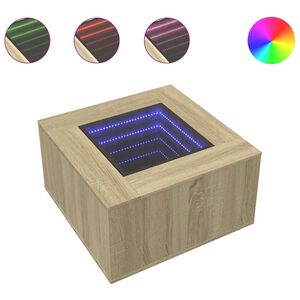 vidaXL Kavos staliukas su LED, ąžuolo, 60x60x40cm, apdirbta mediena