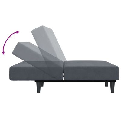 vidaXL Dvivietė sofa-lova su pakoja, tamsiai pilkos spalvos, aksomas