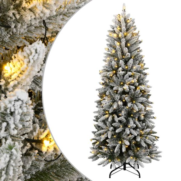 vidaXL Dirbtinė Kalėdų eglutė su 150 LED lempučių ir sniegu, 150cm