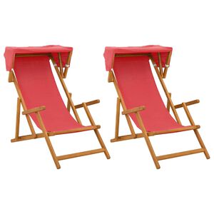 vidaXL Gulintojas 2 pcs 3 Pozicija Kietas eukalipto medis Raudona
