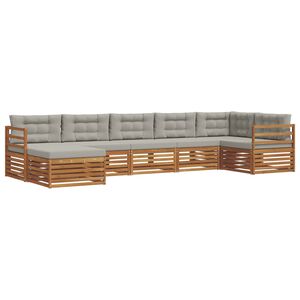 vidaXL Lauko sofos komplektas 7 pcs Natūrali ir &scaron;viesiai pilka