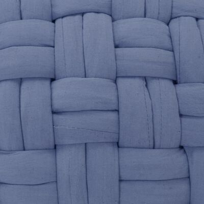vidaXL Pufas, mėlynos spalvos, 50x35cm, medvilnė, pintas