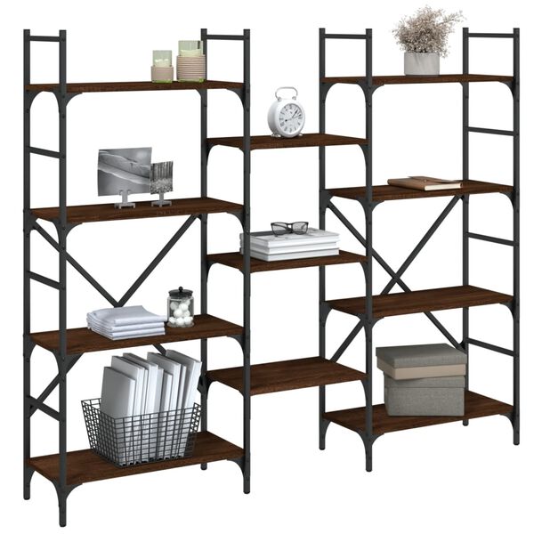 vidaXL Knygų lentyna, ruda ąžuolo, 160x28,5x136,5cm, apdirbta mediena