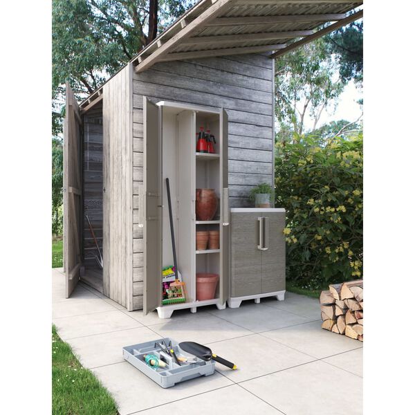 Keter Žema spintelė Wood Grain, kreminės ir taupe spalvos, 97cm