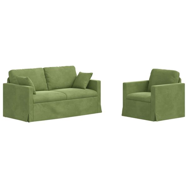 vidaXL Sofa 2 pcs &Scaron;viesiai žalia 158 x 78 x 80 cm Aksomas