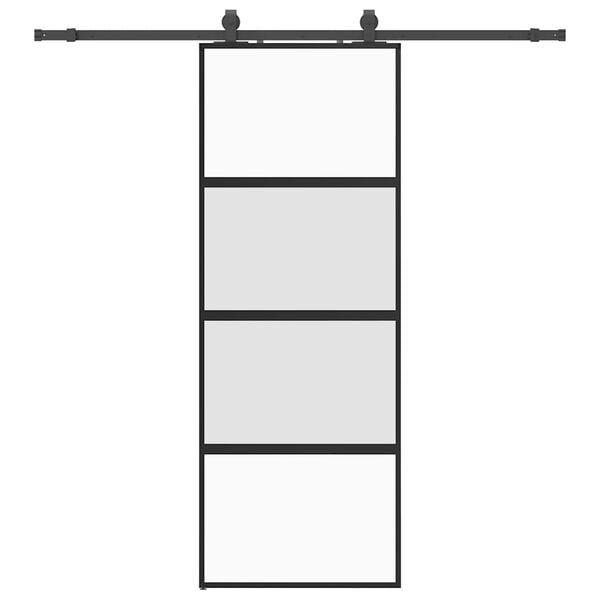 vidaXL Stumdomos durys su įrangos rinkiniu, juodas, 76x205 cm
