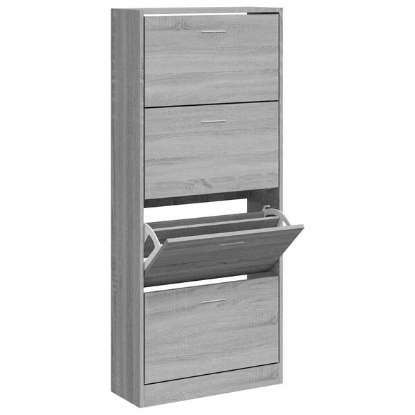 vidaXL Spintelė batams, pilka ąžuolo, 63x24x147cm, apdirbta mediena