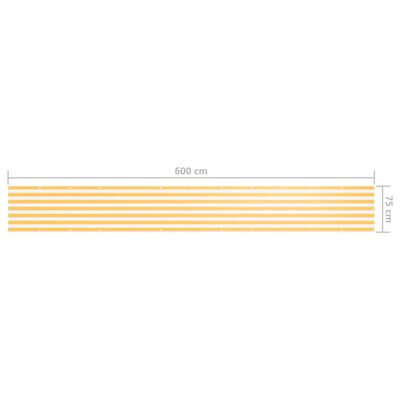vidaXL Balkono pertvara, balta ir geltona, 75x600cm, oksfordo audinys