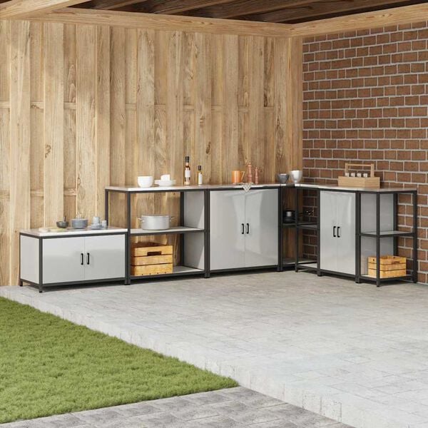 vidaXL Virtuvės saugojimas su lentyna Sidabro 90 x 50 x 92 cm Plienas