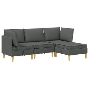 vidaXL Modulinė sofa su laikymo vieta 4 vnt. Tamsiai pilka Audinys