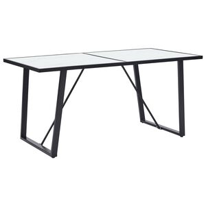 vidaXL Valgomojo stalas, baltas, 160x80x75cm, grūdintas stiklas