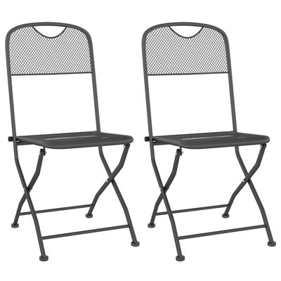 vidaXL Sulankstomos sodo kėdės, 2vnt., antracito spalvos, metalas