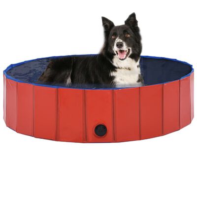 vidaXL Sulankstomas baseinas šunims, raudonos spalvos, 120x30cm, PVC