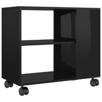 vidaXL Šoninis staliukas, juodos spalvos, 70x35x55cm, mediena, blizgus