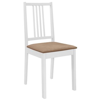 vidaXL Valgomojo kėdės su pagalv., 2 vnt., balt. sp., medienos masyvas