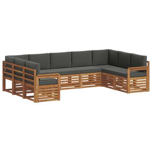 vidaXL Sekcijos sofų komplektas 9 pcs Natūralus ir antracitas