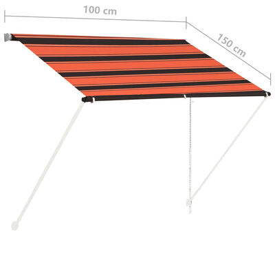 vidaXL Ištraukiama markizė, oranžinės ir rudos spalvos, 100x150cm