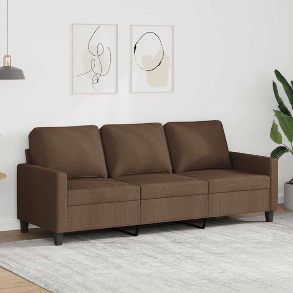 vidaXL Trivietė sofa, rudos spalvos, 180cm, audinys