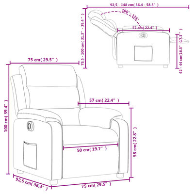 vidaXL Elektrinis atlošiamas krėslas, juodos spalvos, dirbtinė oda