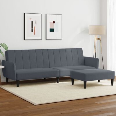 vidaXL Dvivietė sofa-lova su pakoja, tamsiai pilkos spalvos, aksomas