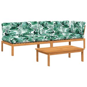vidaXL Sofos komplektas i&scaron; palečių su pagalvėlėmis, 3 dalių, akacija