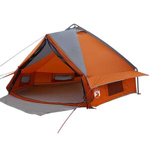 vidaXL Teepee palapinė 8 asmenims Pilka ir oranžinė 490 x 410 x 210 cm