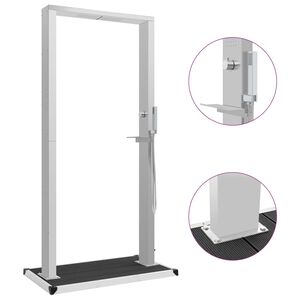 vidaXL Lauko du&scaron;as su padėklu, WPC ir nerūdijantis plienas