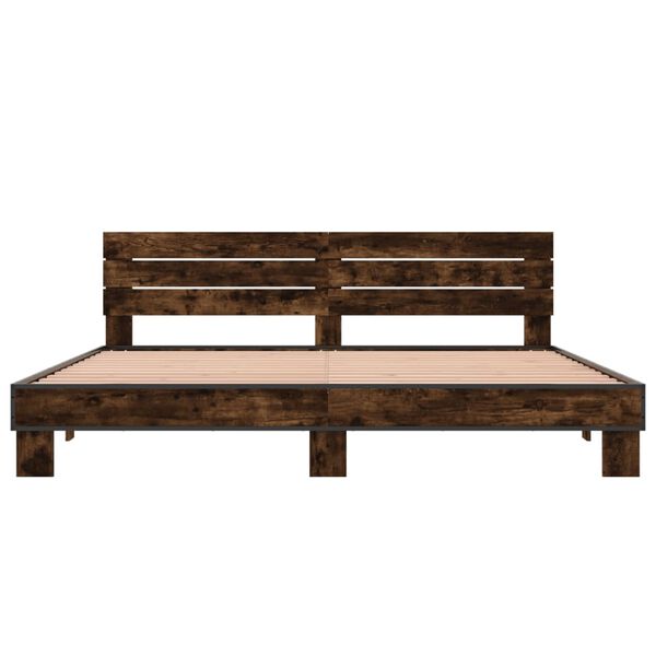 vidaXL Lovos rėmas, dūminio ąžuolo, 200x200cm, mediena ir metalas