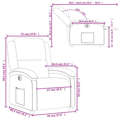 vidaXL Elektrinis atlošiamas krėslas, pilkos spalvos, tikra oda