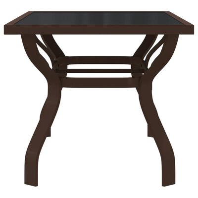 vidaXL Sodo stalas, rudas ir juodas, 140x70x70cm, plienas ir stiklas