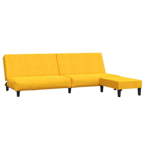 vidaXL Dvivietė sofa-lova su pakoja, geltonos spalvos, aksomas
