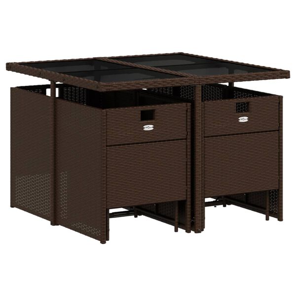 vidaXL Sodo komplektas su pagalvėlėmis, 9 dalių, rudas, poliratanas