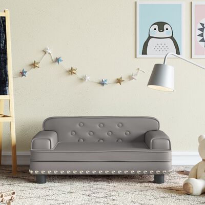 vidaXL Vaikiška sofa, pilkos spalvos, 70x45x30cm, dirbtinė oda