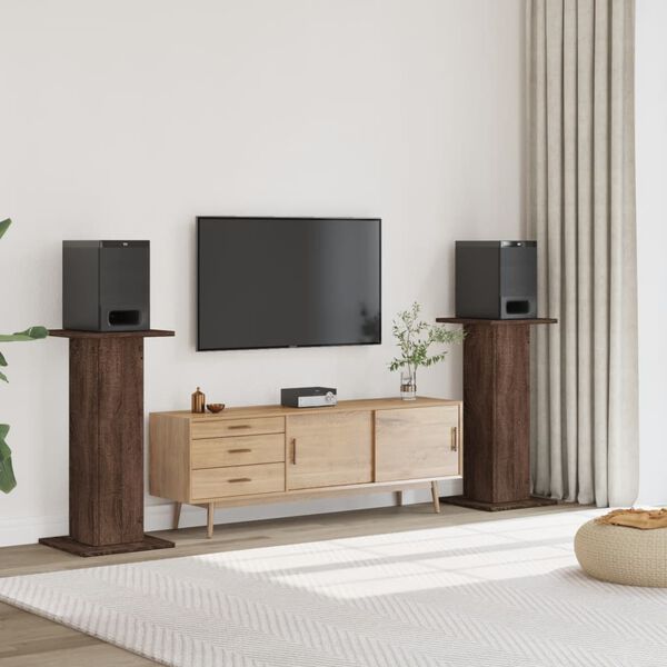 vidaXL Garsiakalbių stovai, 2vnt., rudi ąžuolo, 30x30x95cm, mediena