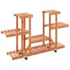 vidaXL Gėlių stovas su ratukais, 110x25x78cm, eglės medienos masyvas