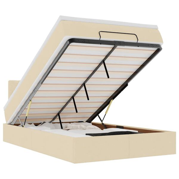 vidaXL Osmanų lova su čiužiniu ir LED, kreminės sp., 120x190cm audinys